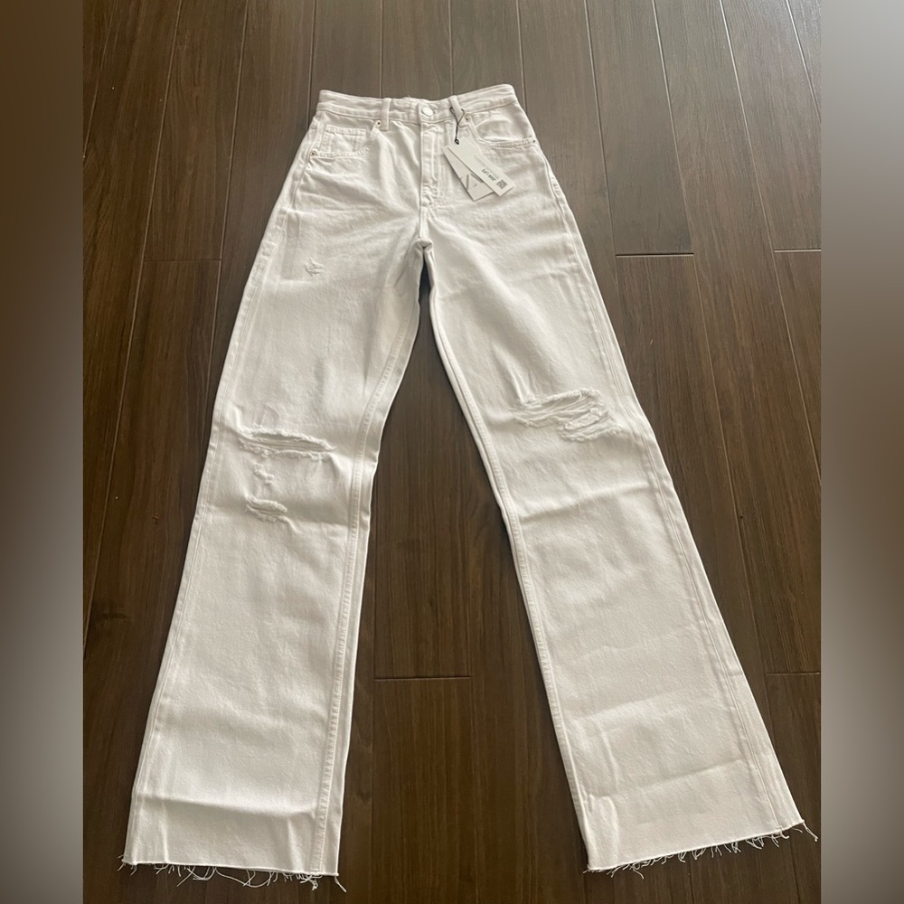Zara white ripped wide leg jeans NWT